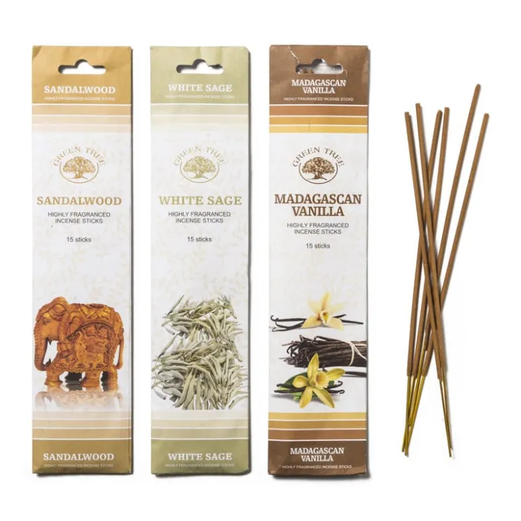 Greentree Wierooksticks Green Tree - sandalwood - 15 stokjes- Wierook