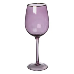 Xenos Wijnglas gouden rand - paars - 380 ml- Wijnglazen