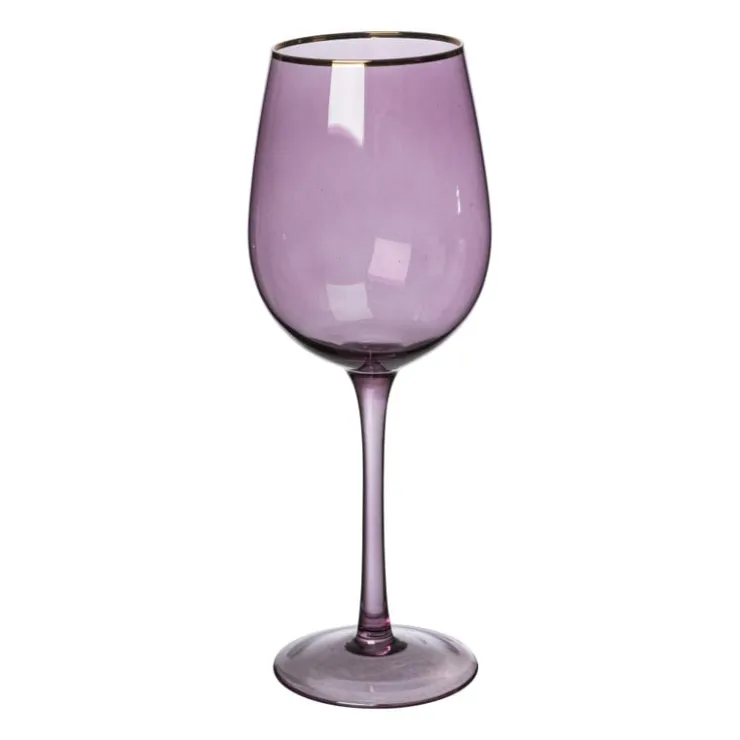 Xenos Wijnglas gouden rand - paars - 380 ml- Wijnglazen