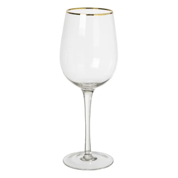 Xenos Wijnglas gouden rand - transparant - 380 ml- Bruiloft|Wijnglazen