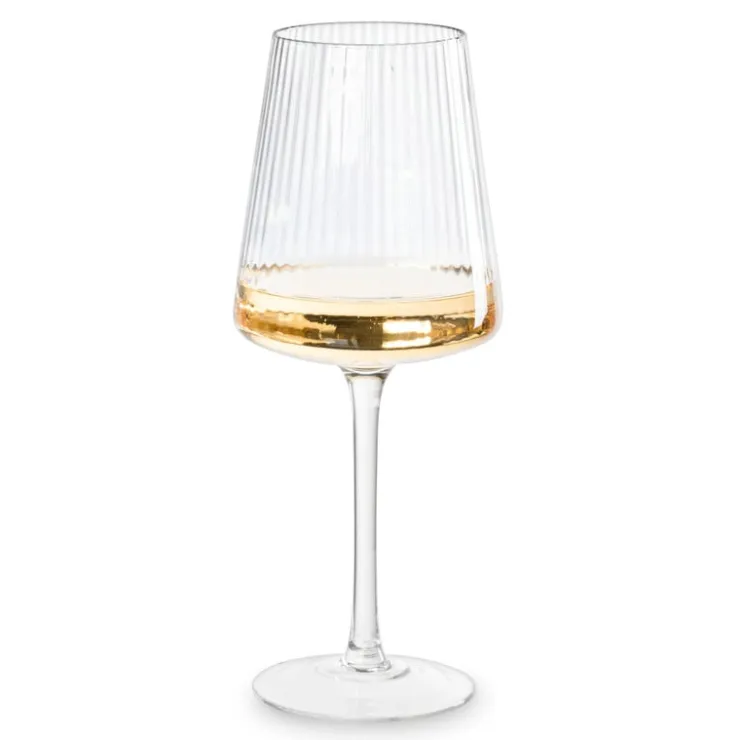 Xenos Wijnglas ribbel groot - glas - 400 ml- Wijnglazen