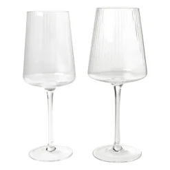Xenos Wijnglas ribbel groot - glas - 400 ml- Wijnglazen