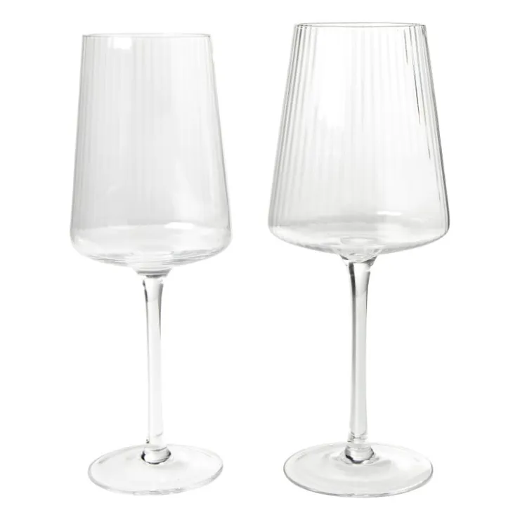 Xenos Wijnglas ribbel groot - glas - 400 ml- Wijnglazen