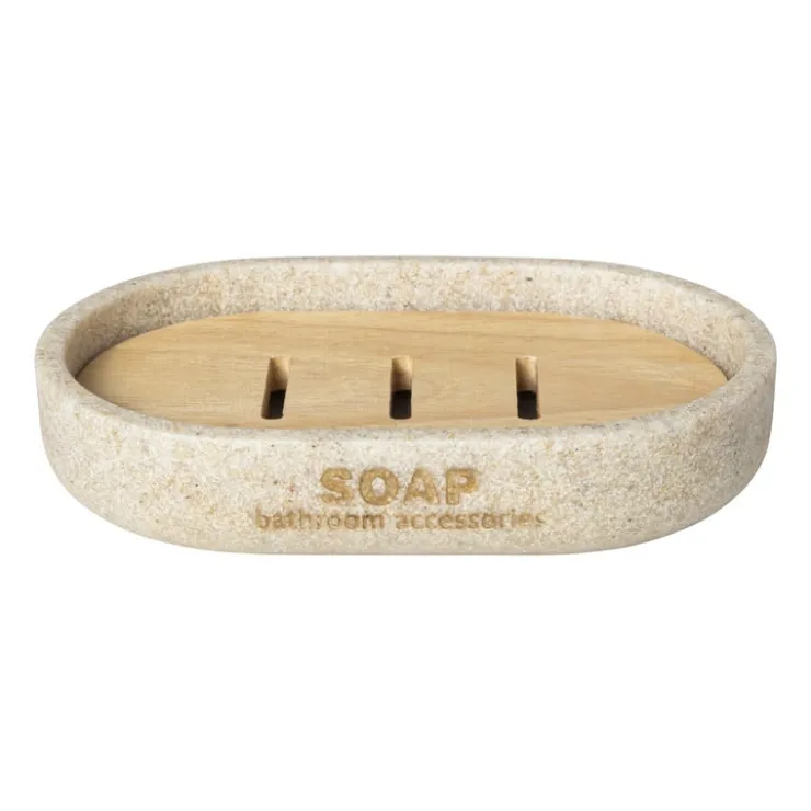 Xenos Zeepbakje sand - beige - 12.9x8.4x2.5 cm- Zeepbakjes|Badkamer Accessoires