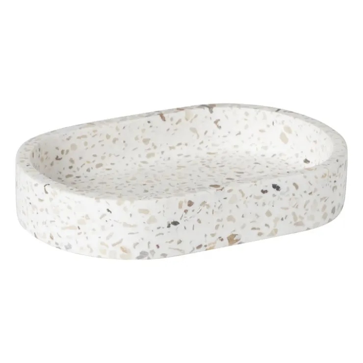 Xenos Zeepbakje Terrazzo - wit - 2x13x9 cm- Zeepbakjes