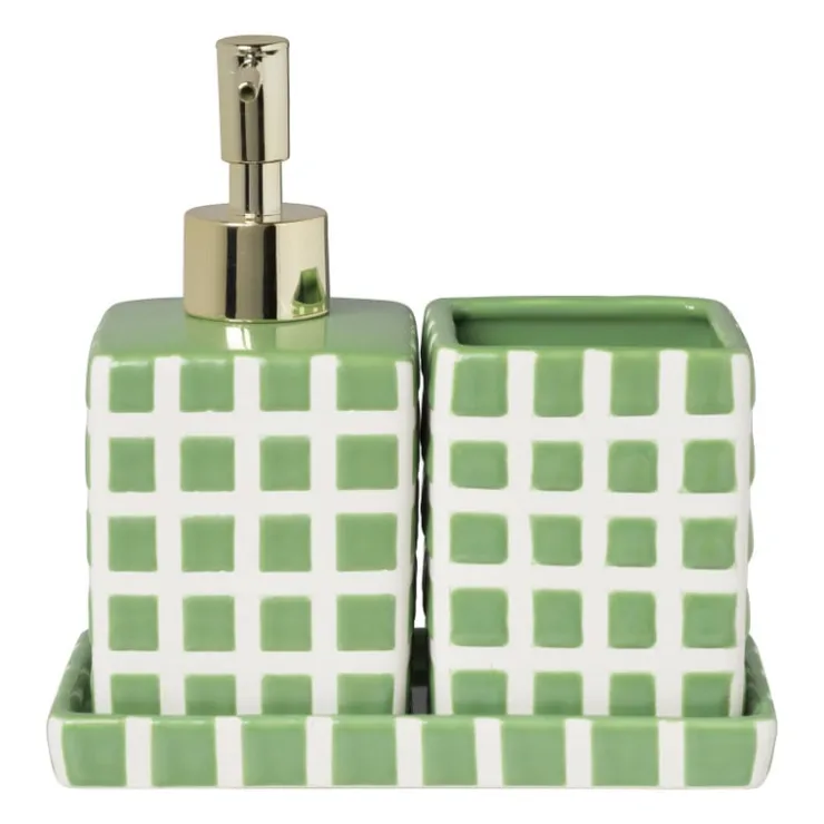 Xenos Zeepschaaltje blokjes - groen/wit - 1.3x15.8x8.3 cm- Zeepbakjes|Kerstcadeaus