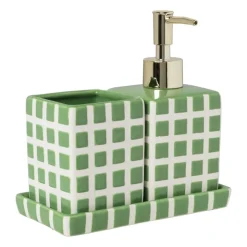 Xenos Zeepschaaltje blokjes - groen/wit - 1.3x15.8x8.3 cm- Zeepbakjes|Kerstcadeaus