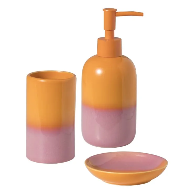 Xenos Zeepschaaltje duo - oranje/roze - ø11x2.2 cm- Zeepbakjes|Kerstcadeaus