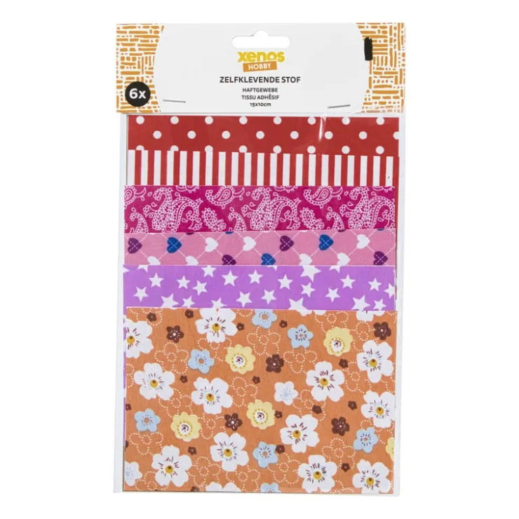 Xenos Zelfklevende stof - multikleur - set van 6- Knutselspullen