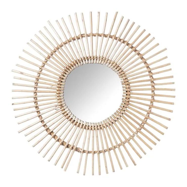 Xenos Zonnespiegel met rotan rand - ø55 cm- Wandspiegels