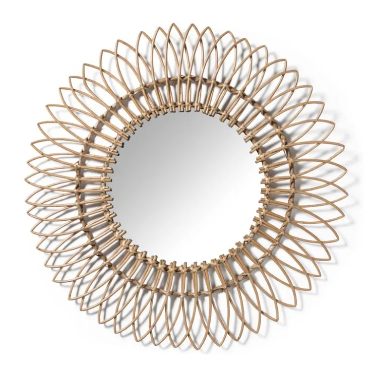 Xenos Zonnespiegel rotan - ø76 cm- Wandspiegels